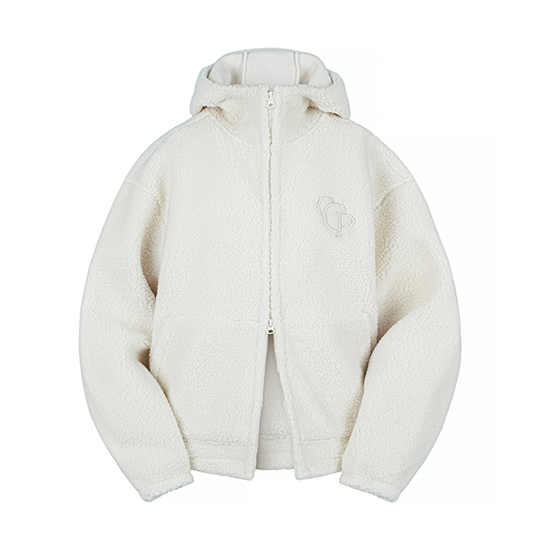 jp.ktown4u.com : Heavy Boa CGP Fleece Hood Zip-Up Jumper [Cream]