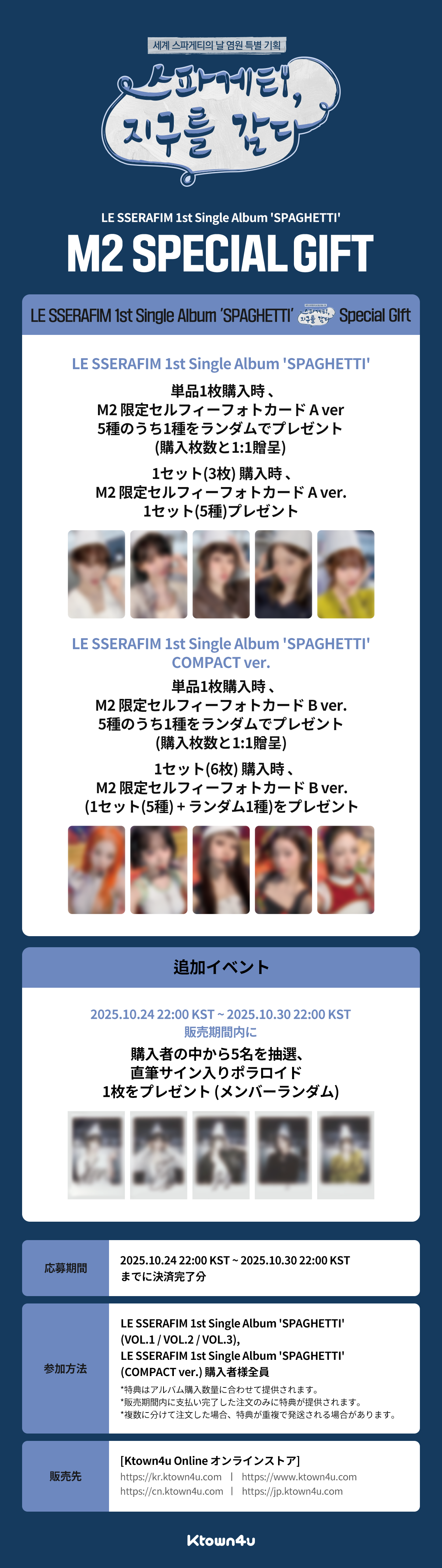 ルセラフィム サクラ SPAGHETT ktown4u m2 ラキドロ トレカ 5種コンプ