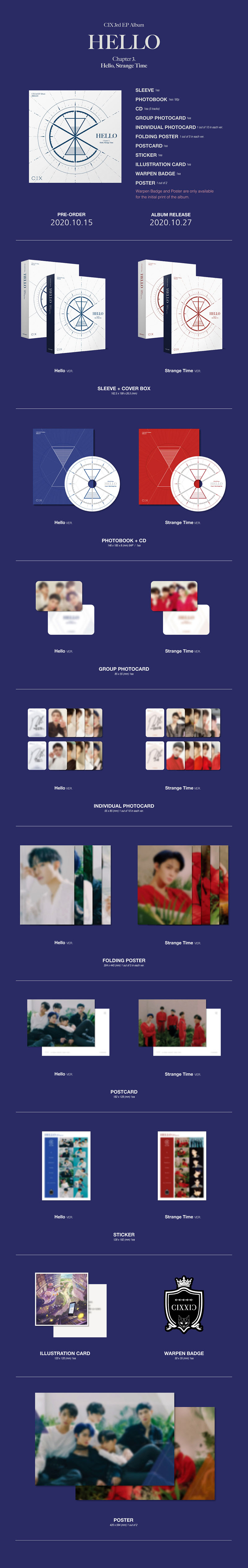 CIX 4th EP Album Hello Chapter 0 Official Photocard Film