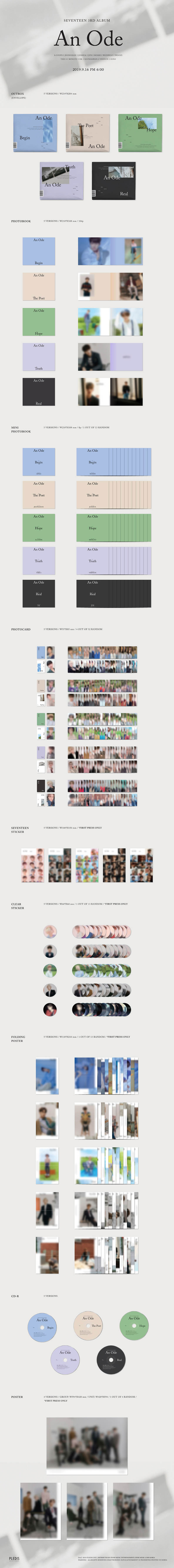 SEVENTEEN - SEVENTEEN An ODE 全形態＋Begin,Real Amazon.co.jp: セブンティーン - An Ode [Real ver.] (Vol.3